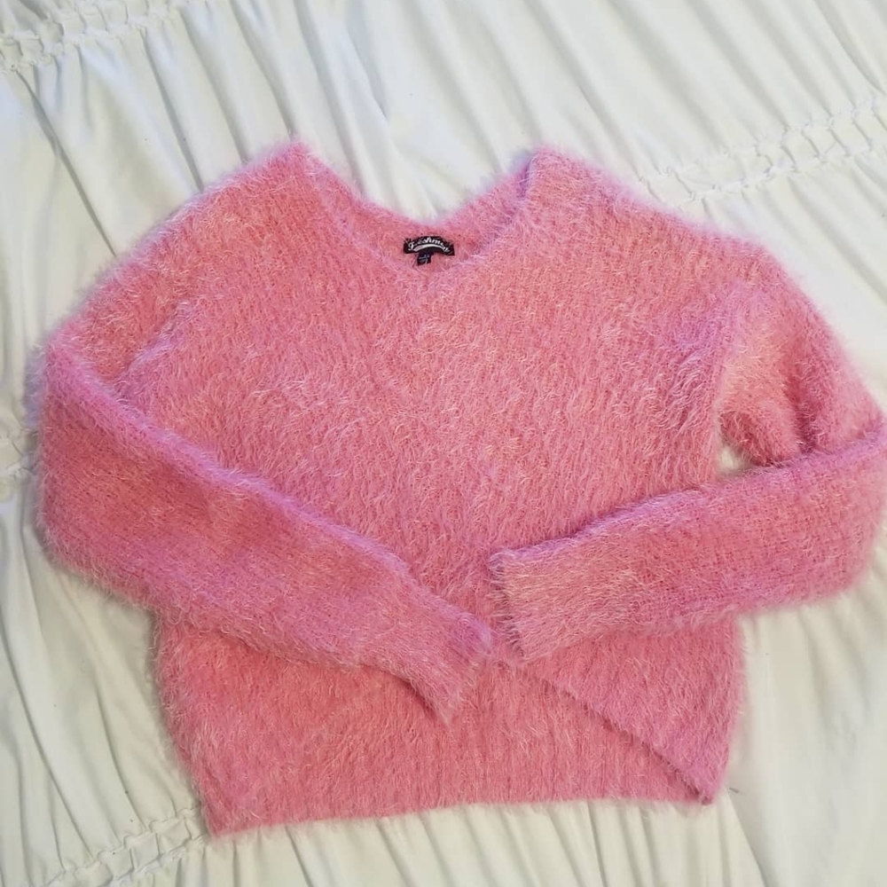 Bright Pink Fuzzy Sweater